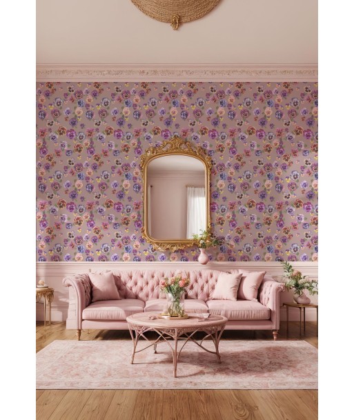 Papier Peint PLETHORA OF PANSIES Bruised Pink Toutes les collections ici