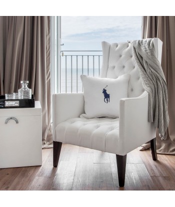 Navy Blue Pony White Cushion de technologie