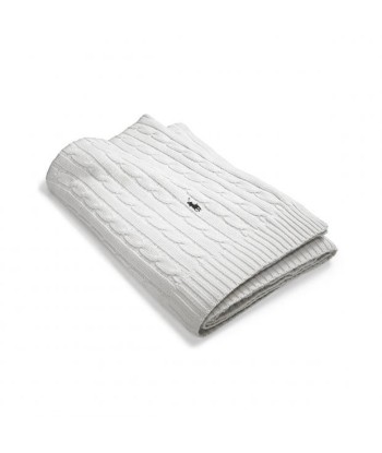 Plaid Cable Cotton White Livraison rapide