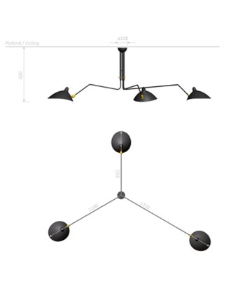 Swivel Ceiling Light 3 Arms Fin de série