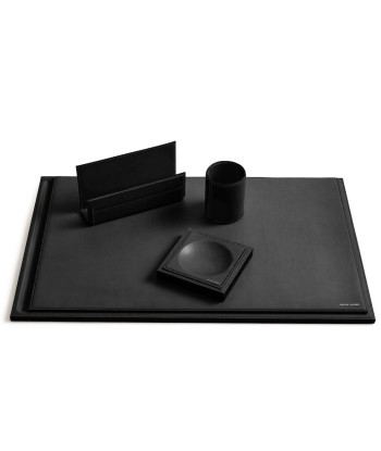 Brennan Black Leather Desk Pad soldes