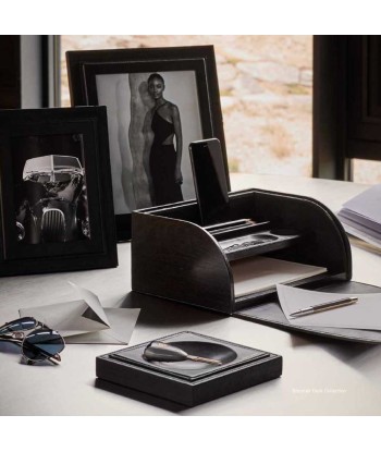 Brennan Black Leather Desk Pad soldes