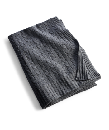 Plaid Cable Cashmere twisted Modern Charcoal Fin de série