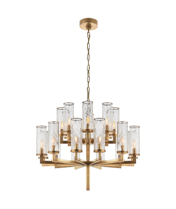 Double Liaison Chandelier - Brass and Cracked Glass pas cher