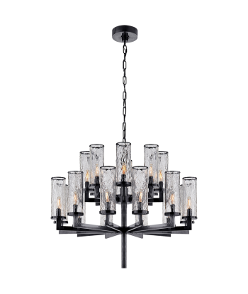 Liaison Double Chandelier - Bronze and Cracked Glass offre 