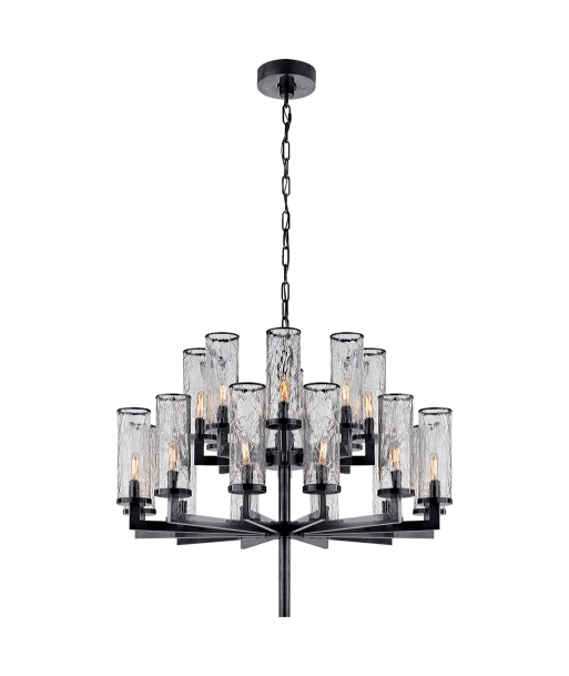 Liaison Double Chandelier - Bronze and Cracked Glass offre 