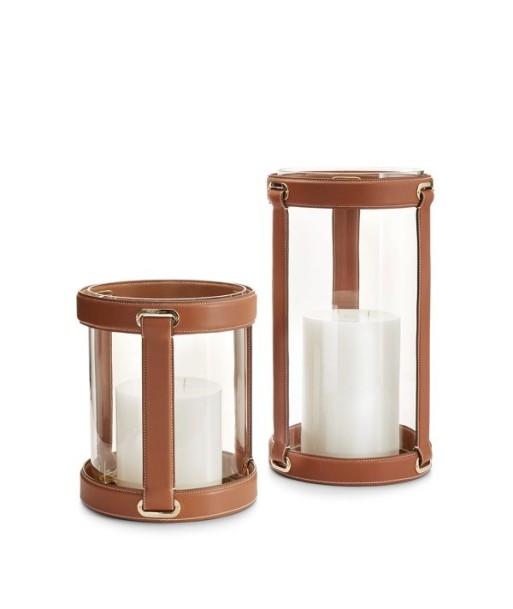 Hurricane Riley Tealight Holder Brass Brown Leather Découvrez la collection