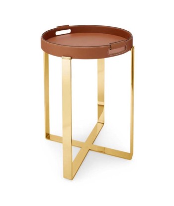 Wyatt Small Table Leather and Brass Brown/Gold online