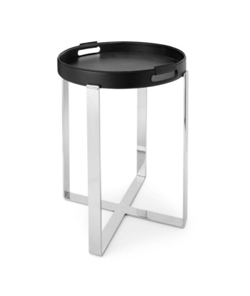 Wyatt Small Table Leather and Brass Black/Silver la chaussure