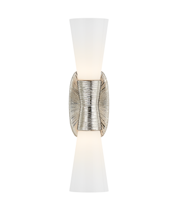 Utopia Double Small white glass wall light - Nickel shop