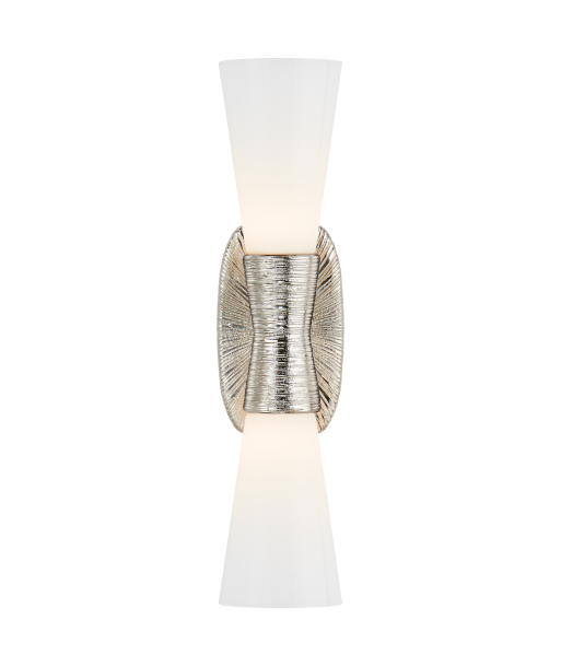 Utopia Double Small white glass wall light - Nickel shop