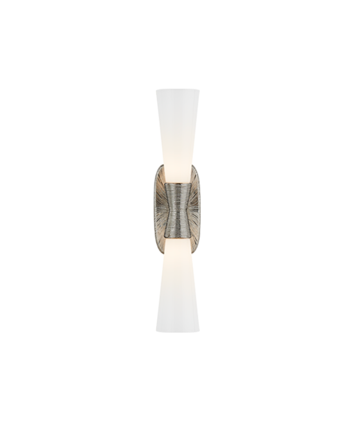 Utopia Double Tall white glass wall light - Nickel pas cheres