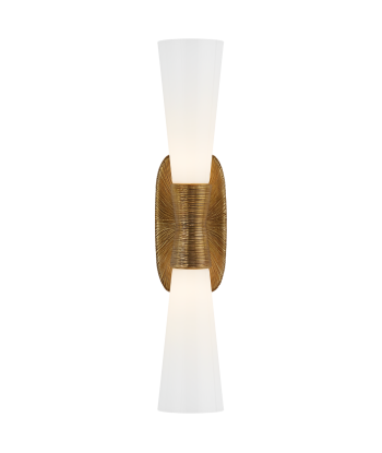 Utopia Double Tall white glass wall light - Brass Les êtres humains sont 