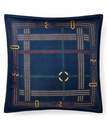 Modern Equestrian Cushion in Navy Blue Silk offre 