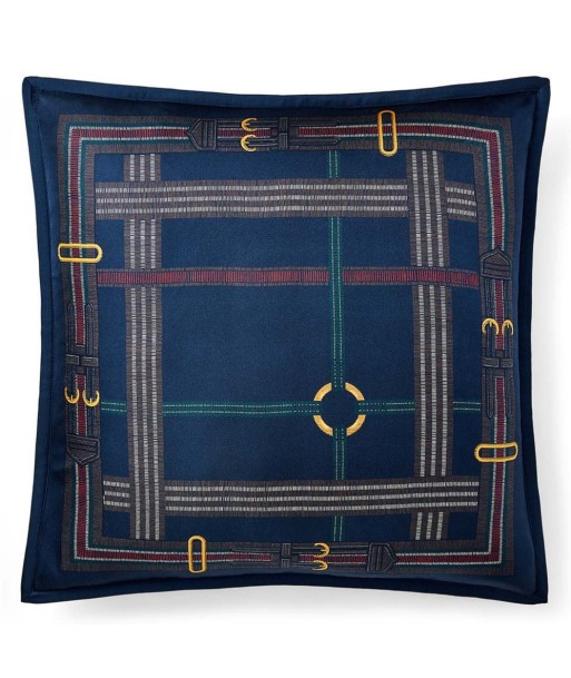 Modern Equestrian Cushion in Navy Blue Silk offre 