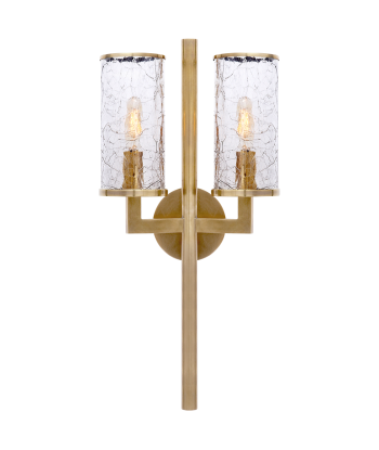 Liaison Double cracked glass wall light - Brass france