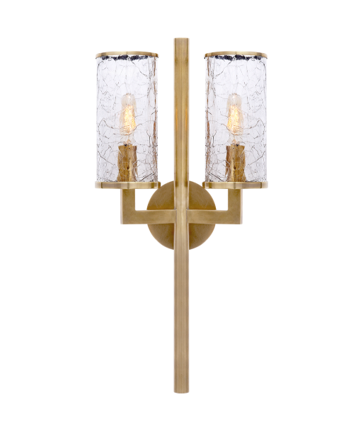 Liaison Double cracked glass wall light - Brass france