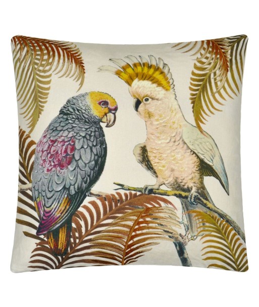 Parrot And Palm Parchment Cushion rembourrage situé sous