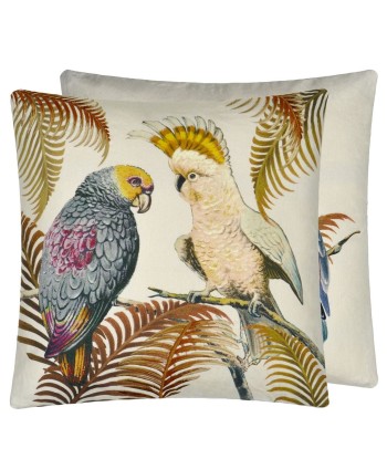 Parrot And Palm Parchment Cushion rembourrage situé sous