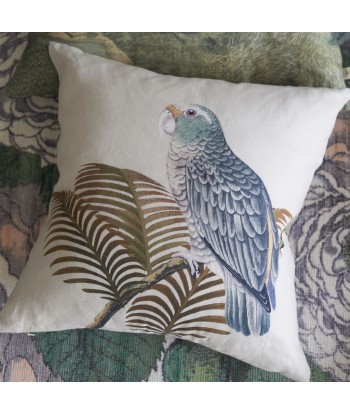 Parrot And Palm Parchment Cushion rembourrage situé sous