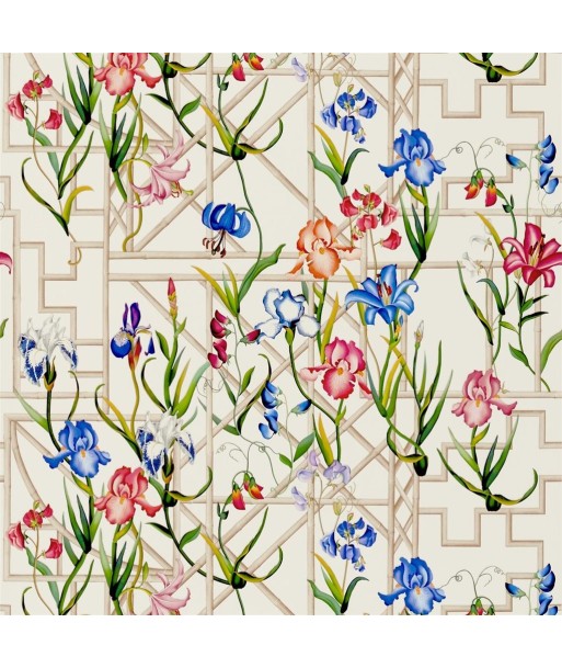 CL Fretwork Garden Azur Wallpaper de pas cher