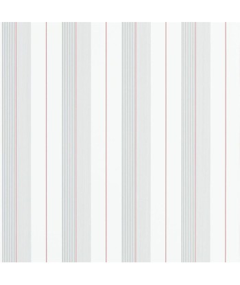 RL Aiden Stripe Wallpaper - Granite / Red de France