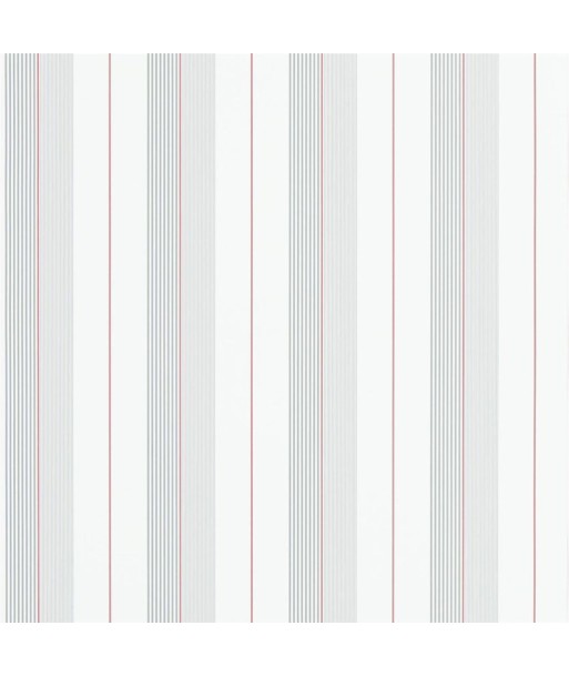 RL Aiden Stripe Wallpaper - Granite / Red de France