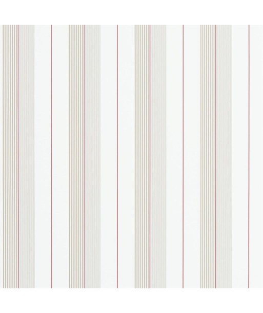 RL Aiden Stripe Wallpaper - Natural / Red acheter