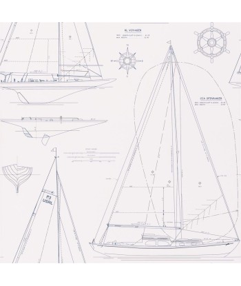 RL Boat Blueprint Dark Blue On White Wallpaper les muscles