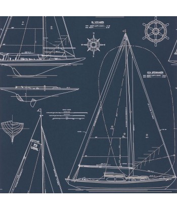 RL Boat Blueprint White On Dark Blue Wallpaper Jusqu'à 80% De Réduction