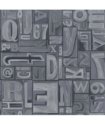 RL Copeley Letterpress Zinc Wallpaper Vous souhaitez 