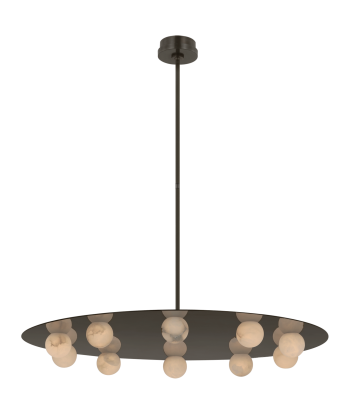 Lustre Pertica 36'' Dix lumières Bronze Albâtre de France