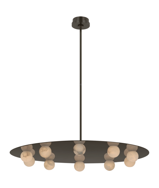 Lustre Pertica 36'' Dix lumières Bronze Albâtre de France